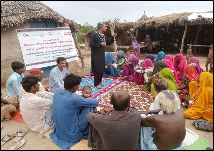 Humanitarian Response DRR - Formation of Disaster Risk Reduction Committee, flood-affected communities Sanghar Sindh